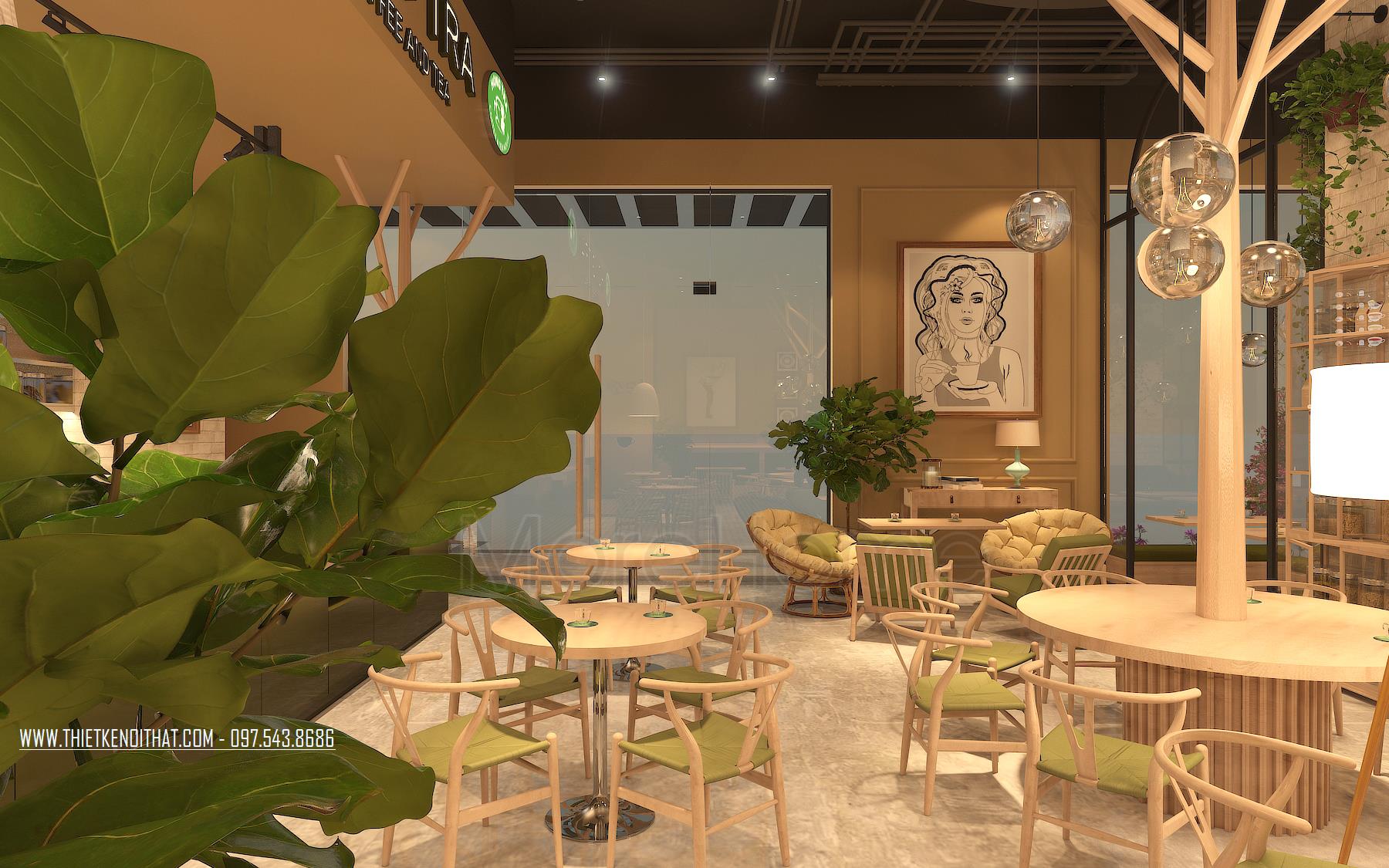 Mẫu thiết kế nội thất nhà hàng cafe - trà đạo